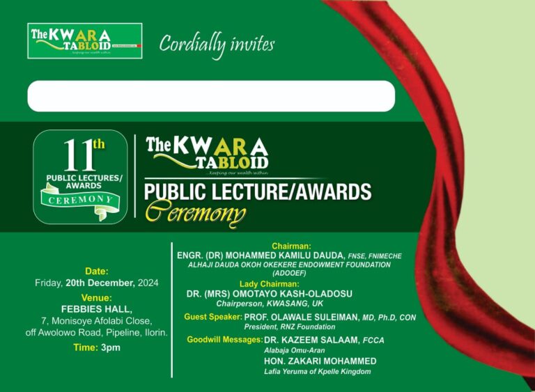 Kwara Tabloid Set to Hold 11th Public Lecture and Awards Presentation