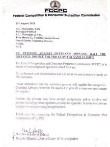 FCCPC Confirms Investigation into Overland Airways Over High Ilorin Flight Charges – SpiceyGists FCCPC Confirms Investigation into Overland Airways Over High Ilorin Flight Charges