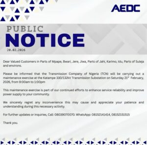 AEDC Announces Planned Power Outage Ahead of FCT LG Elections – SpiceyGists DON'T MISS THIS: Wike Vows to Block Anti-Tinubu Candidates in FCT Council Elections