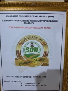 LUBCON Receives SON’s 20-Year Quality Award for Excellence in Lubricant Production – SpiceyGists LUBCON Receives SON’s 20-Year Quality Award for Excellence in Lubricant Production